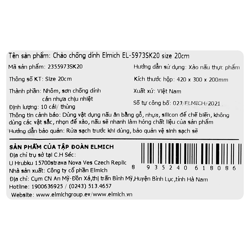 Chảo nhôm chống dính vân đá đáy từ 20 cm Elmich EL-5973SK20 11