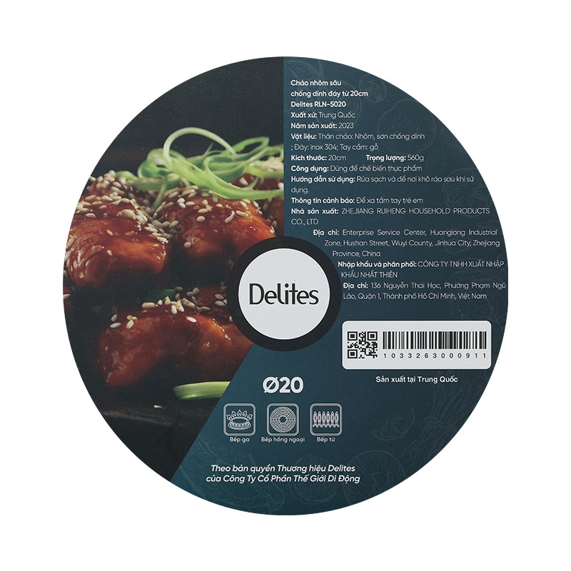 Chảo nhôm sâu chống dính đáy từ 20 cm Delites RLN-5020 9