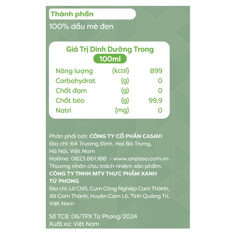 Dầu mè đen Anpaso cho bé chai 100 ml (từ 6 tháng) 5