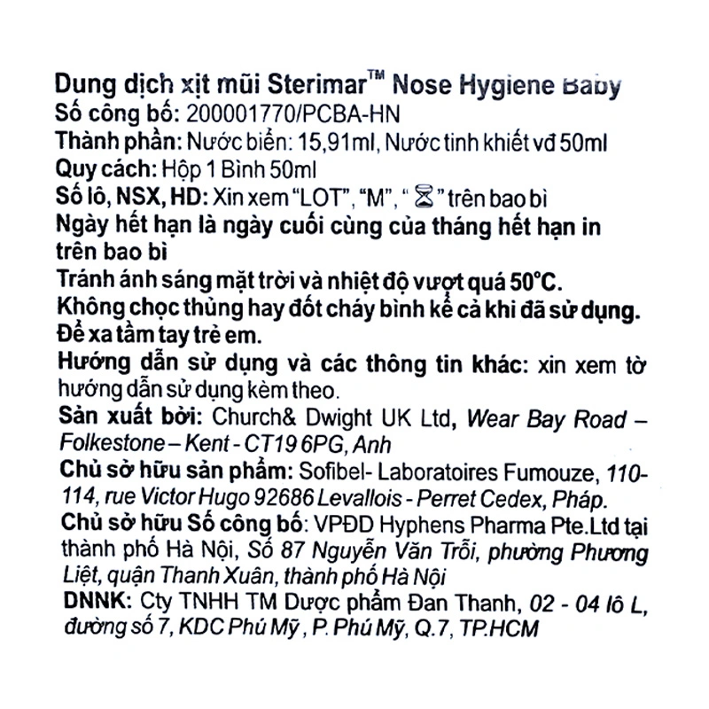Dung dịch xịt mũi Sterimar Nose Hygiene Baby giảm nghẹt mũi cho bé chai 50 ml 8