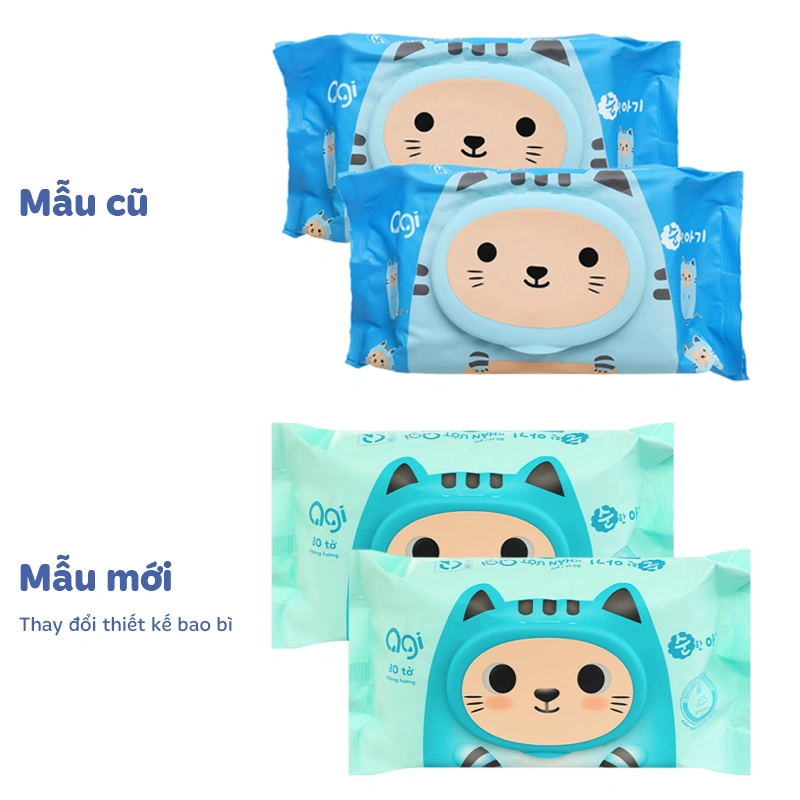Combo 2 khăn ướt Agi không mùi gói 80 miếng - Con mèo 2