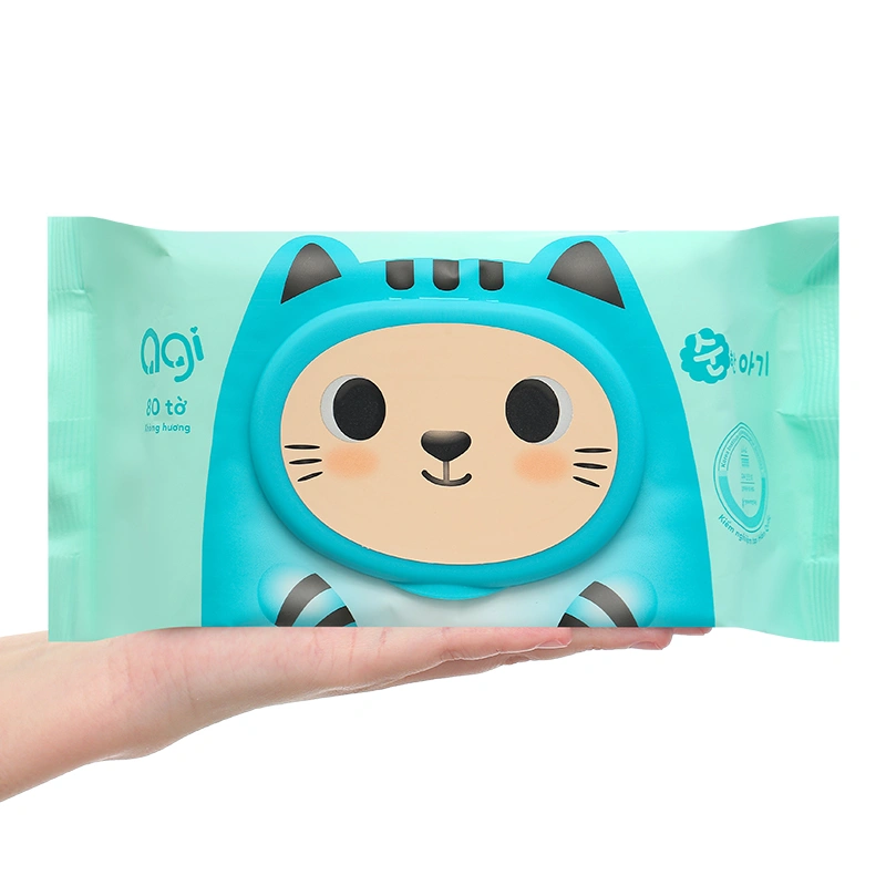 Combo 2 khăn ướt Agi không mùi gói 80 miếng - Con mèo 7