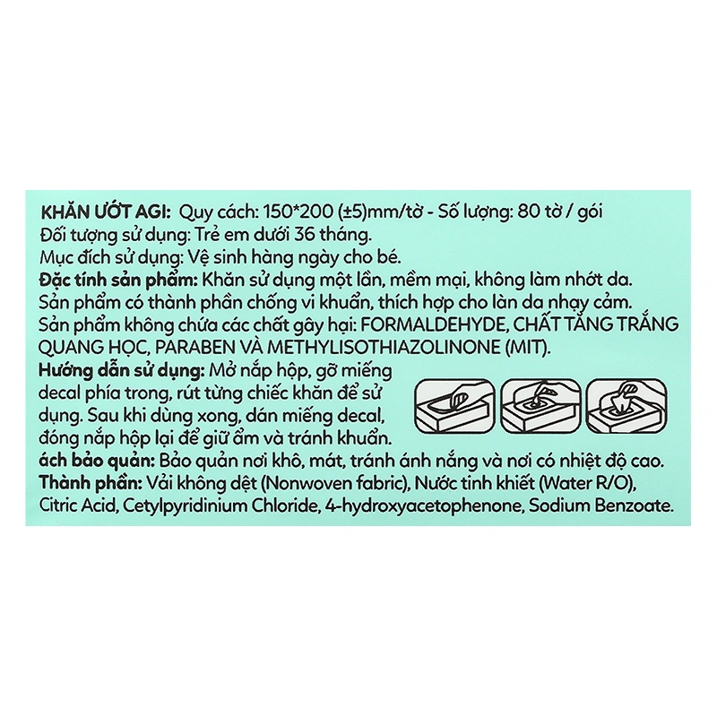 Combo 2 khăn ướt Agi không mùi gói 80 miếng - Con mèo 10