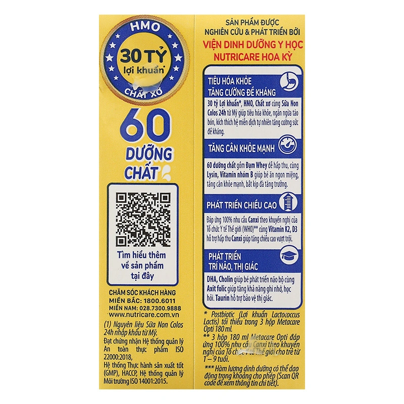 Thùng 48 hộp sữa pha sẵn MetaCare Opti 110 ml (từ 1 tuổi) 24