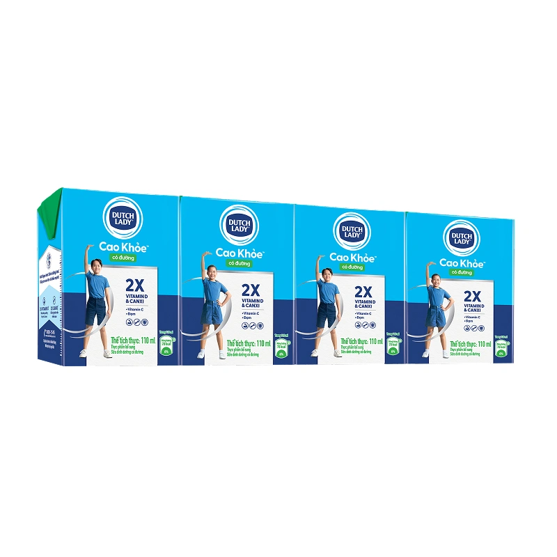 Lốc 4 hộp sữa tươi tiệt trùng Dutch Lady cao khỏe có đường 110 ml (từ 1 tuổi)