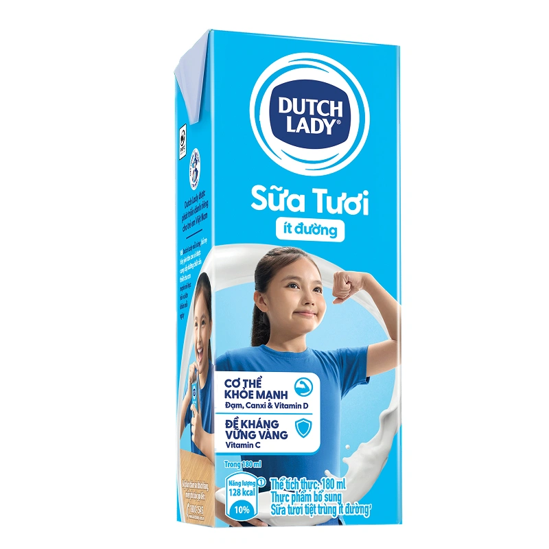 Thùng 48 hộp sữa tươi tiệt trùng Dutch Lady ít đường 180 ml (từ 1 tuổi) 7