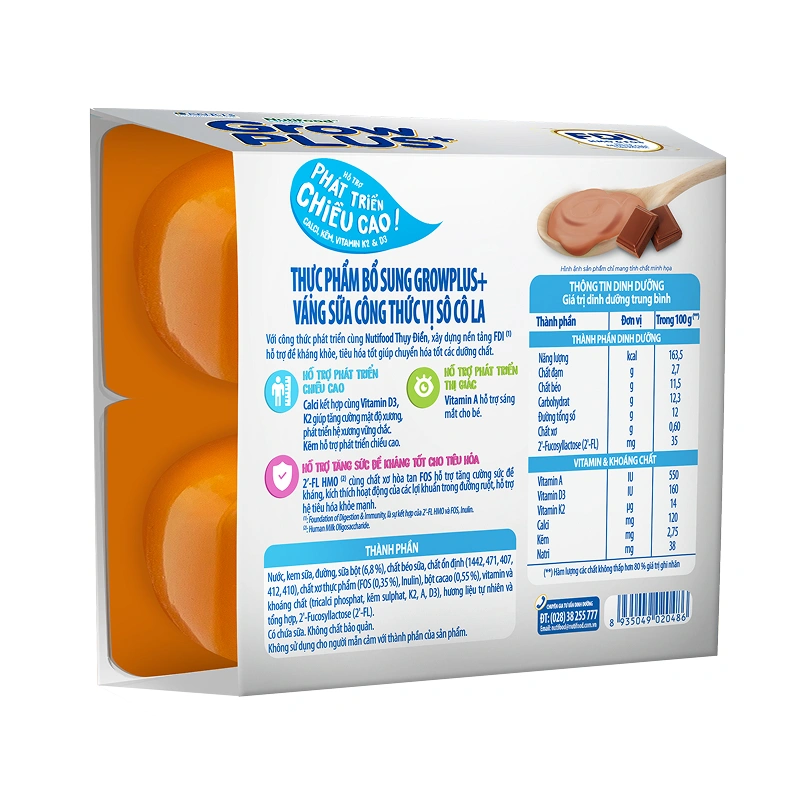 Lốc 4 hũ váng sữa Nutifood GrowPLUS+ vị vani 55g (từ 6 tháng) 4
