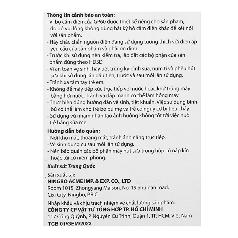 Máy hút sữa điện đôi Gluck Baby GP60 17