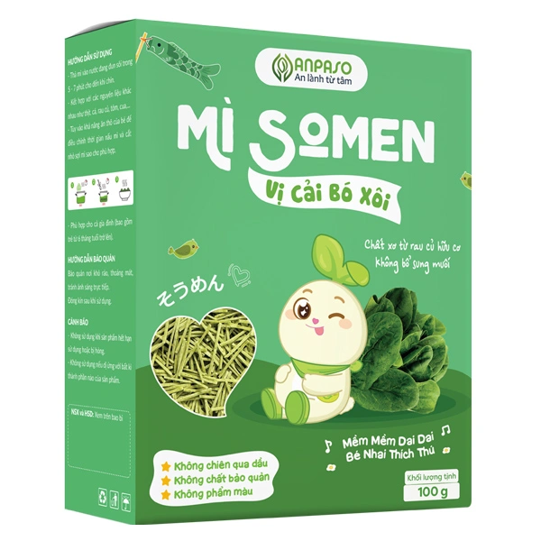 Mì somen ăn dặm cải bó xôi Anpaso