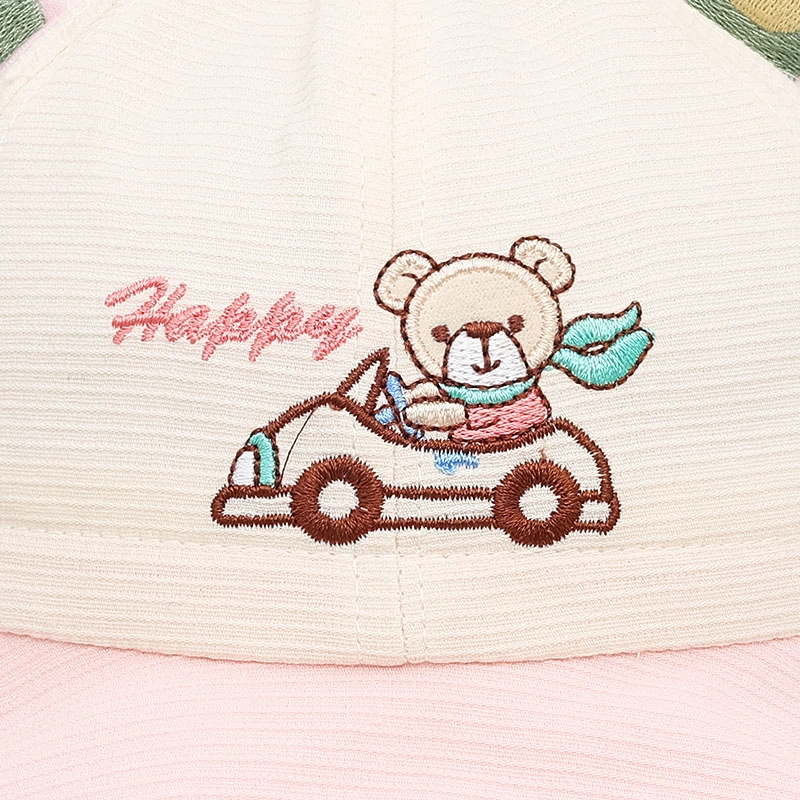 Nón vành cho bé TOP KIDS thêu ô tô Happy màu vàng - be 21