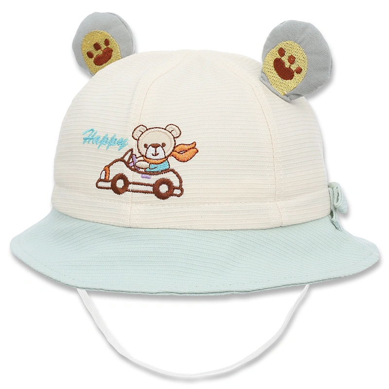 Nón vành cho bé TOP KIDS thêu ô tô Happy màu vàng - be 10