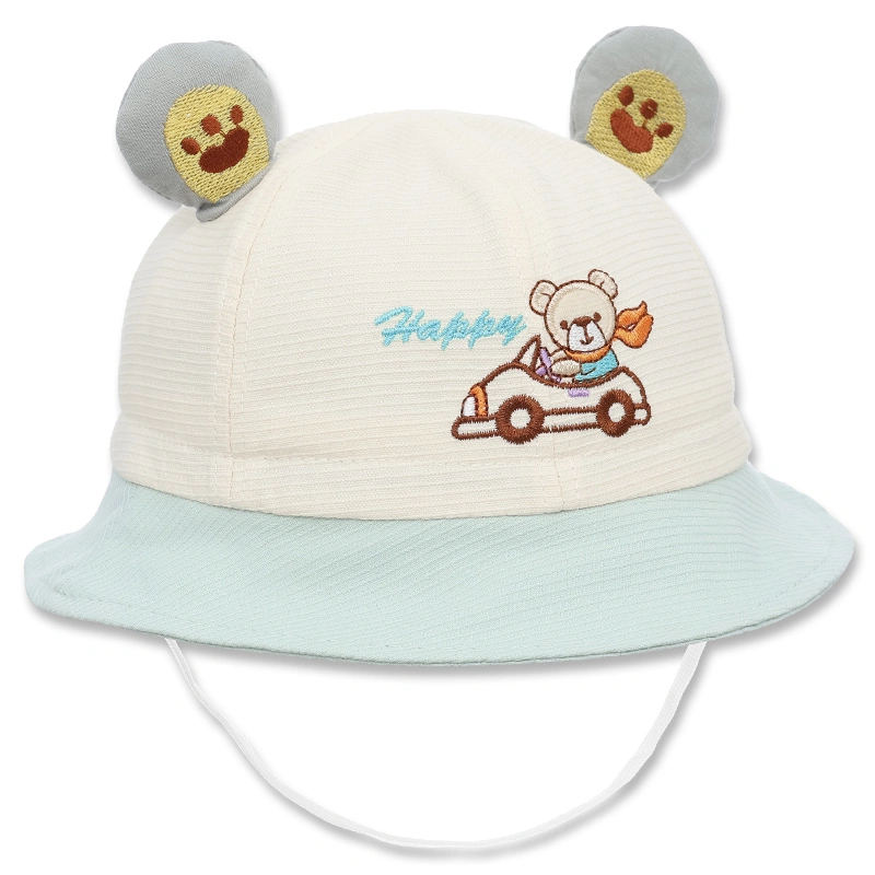 Nón vành cho bé TOP KIDS thêu ô tô Happy màu vàng - be 11