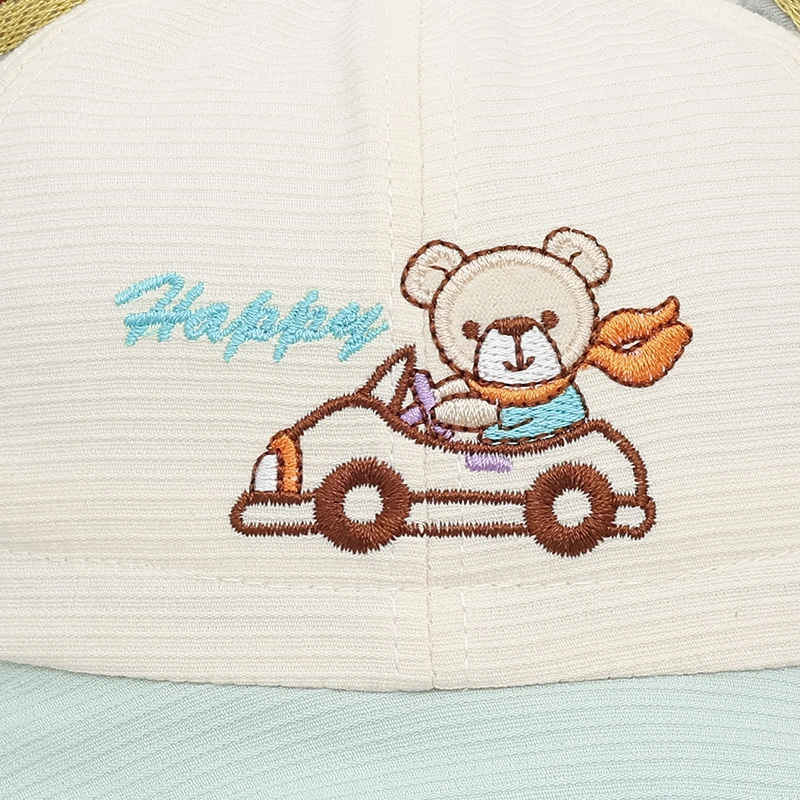 Nón vành cho bé TOP KIDS thêu ô tô Happy màu vàng - be 13