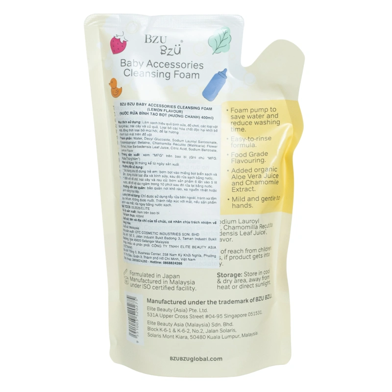 Nước rửa bình sữa BZU BZU chai 500 ml hương chanh 5