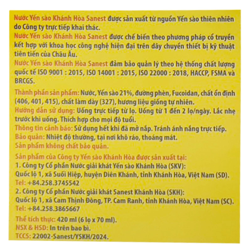 Hộp 6 hũ nước yến sào Khánh Hòa Sanest 70 ml (từ 3 tuổi) 4