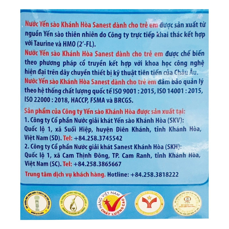 Hộp 6 lon nước yến sào Khánh Hòa Sanest Kids 190 ml (từ 1 tuổi) 7