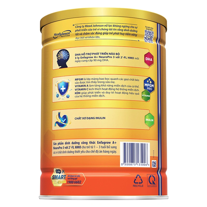 Sữa bột Enfagrow A+ Neuropro số 3 hương vani 1.7 kg (1 - 3 tuổi) - Giao bao bì ngẫu nhiên 3