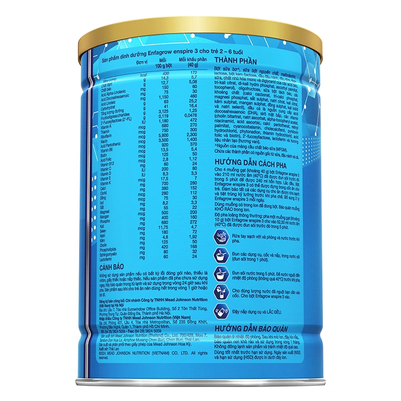 Sữa bột Enfagrow Enspire số 3 850g (2 - 6 tuổi) - Giao bao bì ngẫu nhiên 4