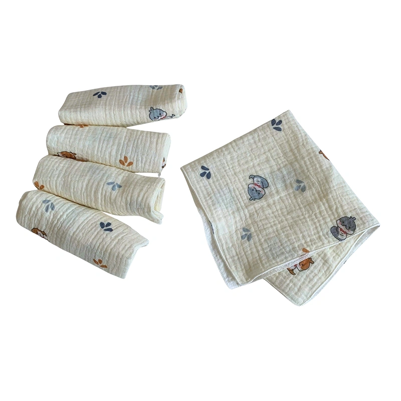 Set 5 cái khăn sữa muslin Bessla 2 lớp 27x27 cm - Gấu 10