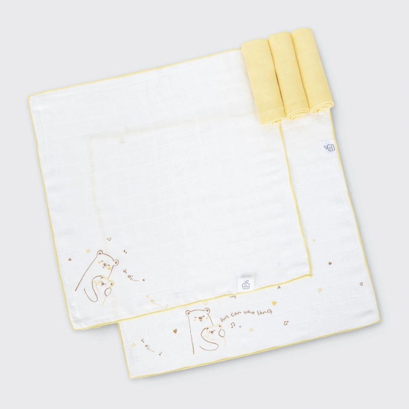 Set 5 cái khăn sữa sợi tre La Pomme 3 lớp 30x30 cm - Hoa điệu đà 4