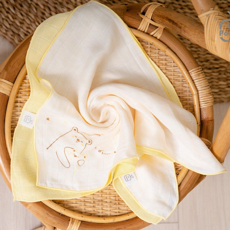 Set 5 cái khăn sữa sợi tre La Pomme 3 lớp 30x30 cm - Hoa điệu đà 5