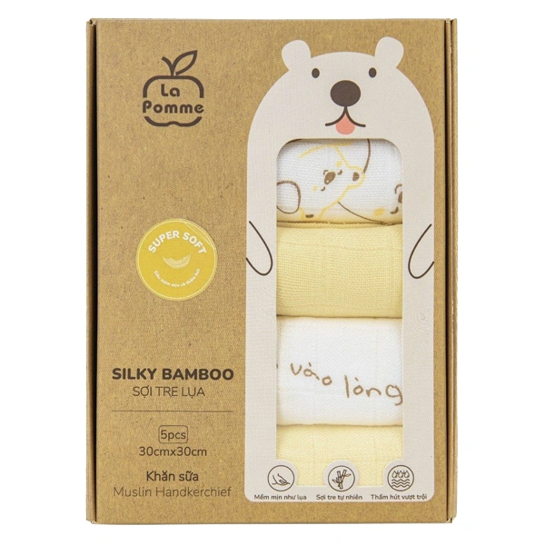 Set 5 khăn sữa La Pomme sợi tre à ơi ngủ ngoan