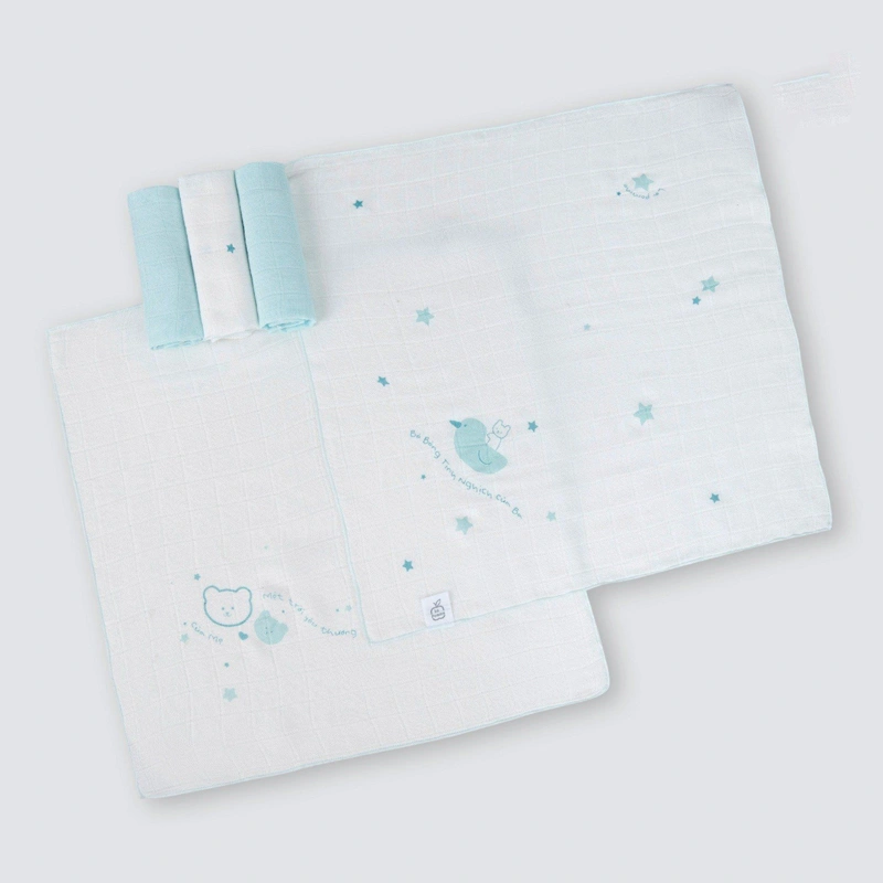 Set 5 cái khăn sữa sợi tre La Pomme 3 lớp 30x30 cm - Hoa điệu đà 12