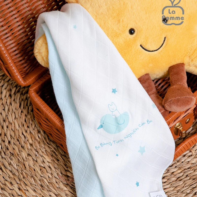 Set 5 cái khăn sữa sợi tre La Pomme 3 lớp 30x30 cm - Hoa điệu đà 13