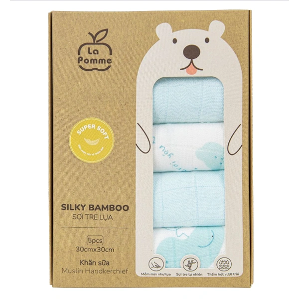 Set 5 khăn sữa La Pomme sợi tre bé bỏng của ba