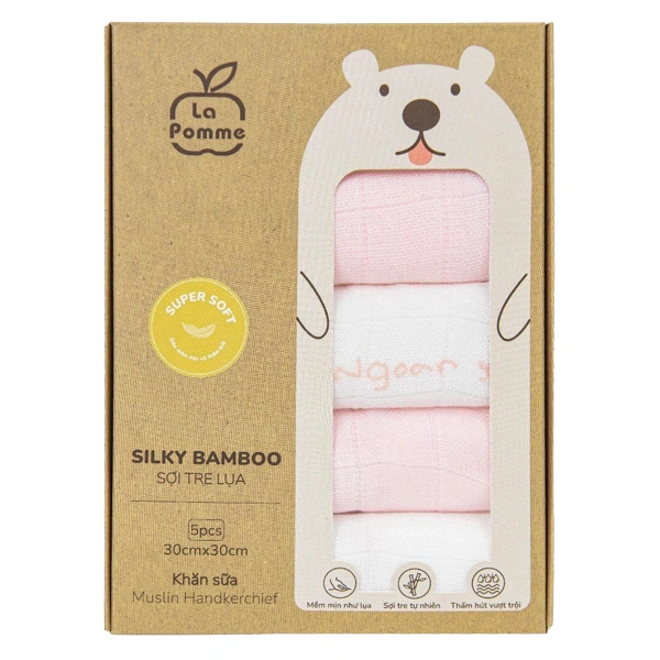 Set 5 khăn sữa La Pomme sợi tre ngoan yêu của mẹ