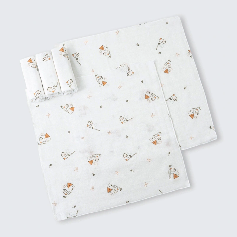 Set 5 cái khăn sữa sợi tre La Pomme 3 lớp 30x30 cm - Hoa điệu đà 7