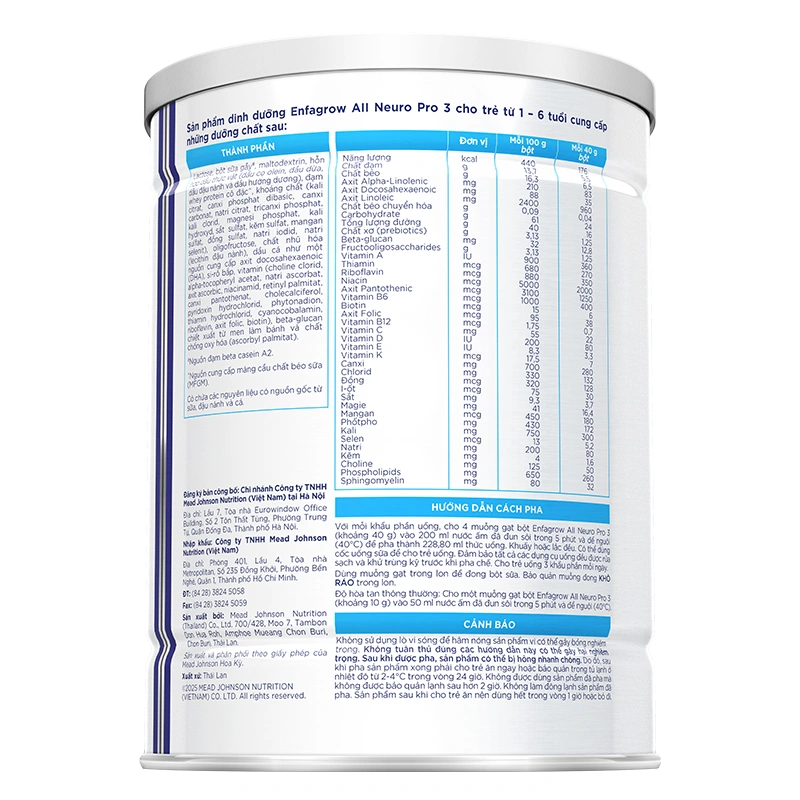 Sữa bột Enfagrow A2 Neuropro số 3 (đạm quý A2) 800g (1 - 6 tuổi) - Giao bao bì ngẫu nhiên 9