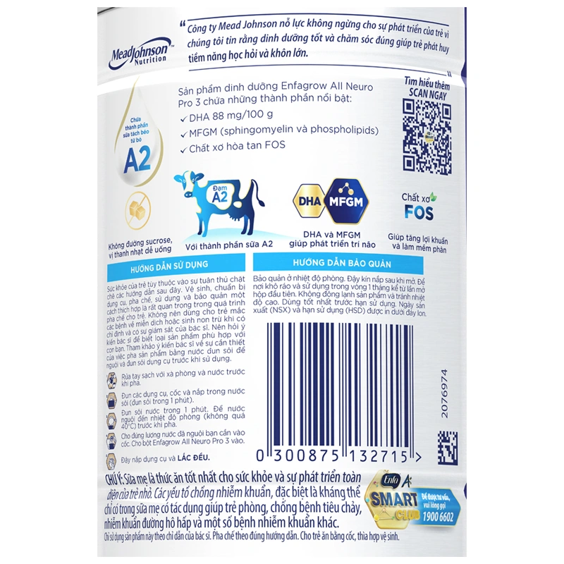 Sữa bột Enfagrow A2 Neuropro số 3 (đạm quý A2) 800g (1 - 6 tuổi) - Giao bao bì ngẫu nhiên 10