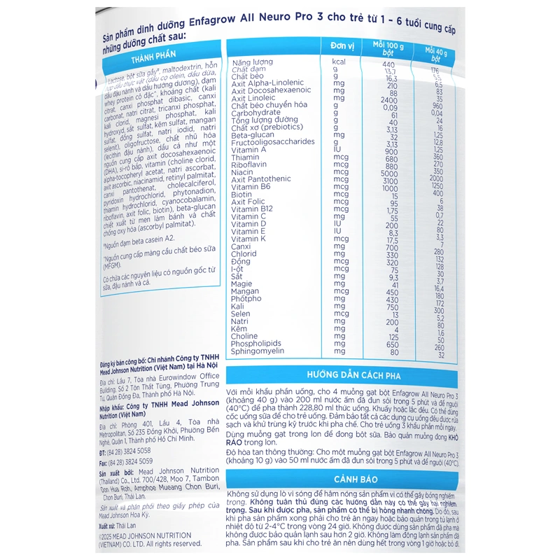 Sữa bột Enfagrow A2 Neuropro số 3 (đạm quý A2) 800g (1 - 6 tuổi) - Giao bao bì ngẫu nhiên 11