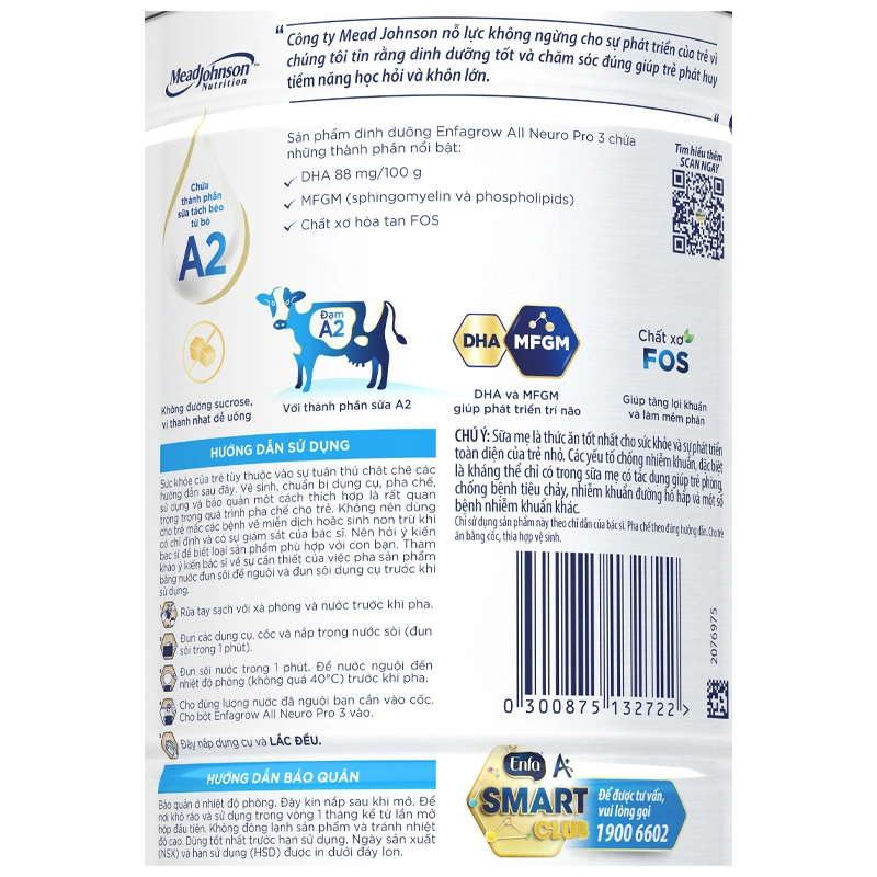 Sữa bột Enfagrow A2 Neuropro số 3 (đạm quý A2) 800g (1 - 6 tuổi) - Giao bao bì ngẫu nhiên 5