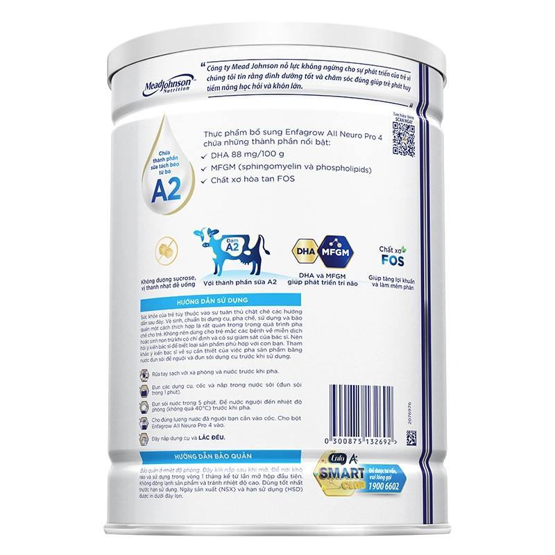 Sữa bột Enfagrow A2 Neuropro số 4 (đạm quý A2) 1.7 kg (3 - 6 tuổi) - Giao bao bì ngẫu nhiên 3
