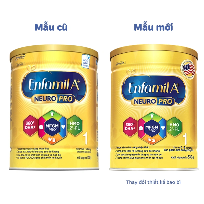 Sữa bột Enfamil A+ Neuropro số 1 830g (0 - 6 tháng) - Giao bao bì ngẫu nhiên 2