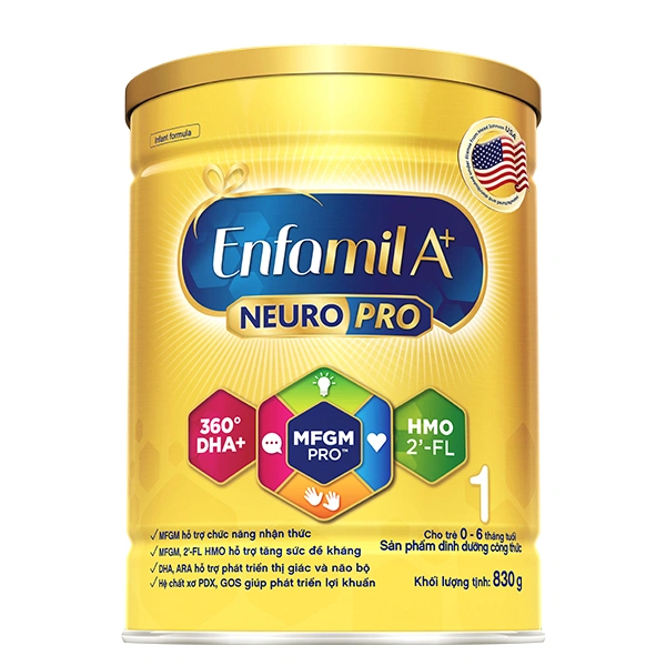 Sữa bột Enfamil A+ Neuropro số 1 830g (0 - 6 tháng) - Giao bao bì ngẫu nhiên 1