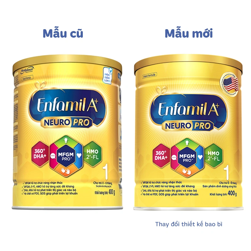 Sữa bột Enfamil A+ Neuropro số 1 830g (0 - 6 tháng) - Giao bao bì ngẫu nhiên 8