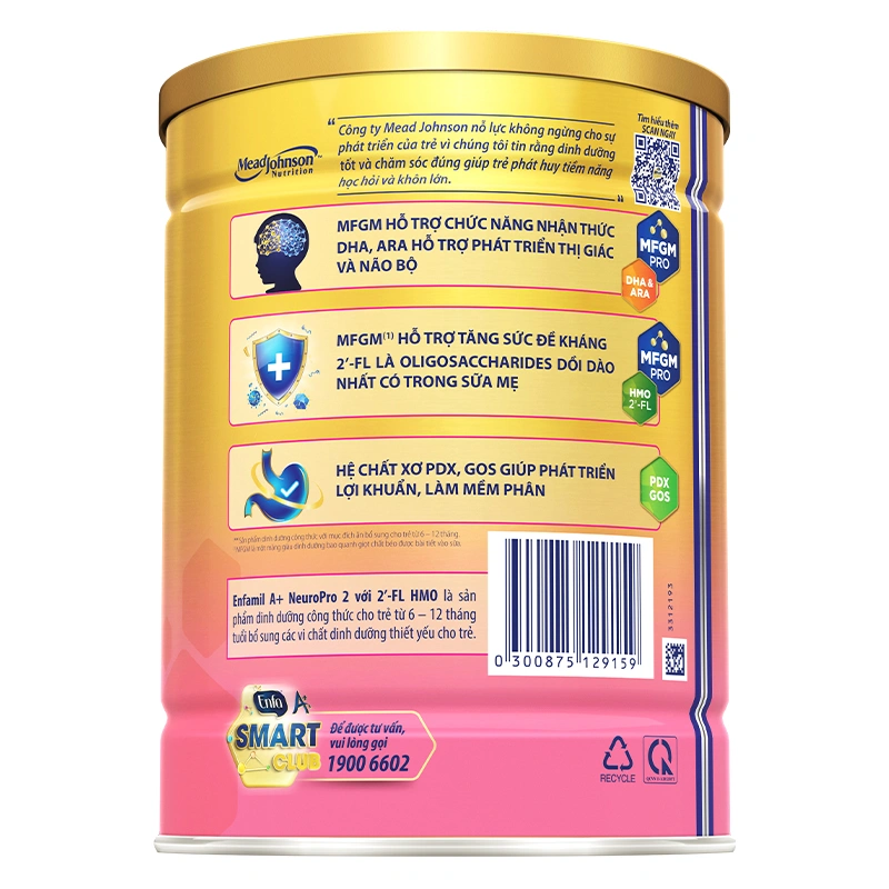 Sữa bột Enfamil A+ Neuropro số 2 830g (6 - 12 tháng) - Giao bao bì ngẫu nhiên 3