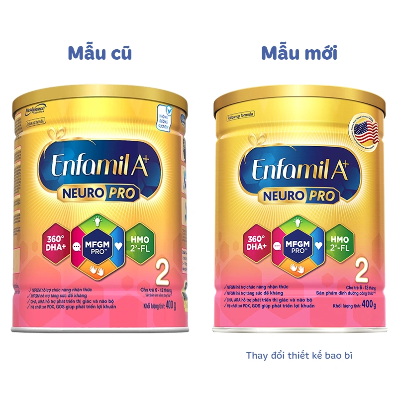 Sữa bột Enfamil A+ Neuropro số 2 830g (6 - 12 tháng) - Giao bao bì ngẫu nhiên 8