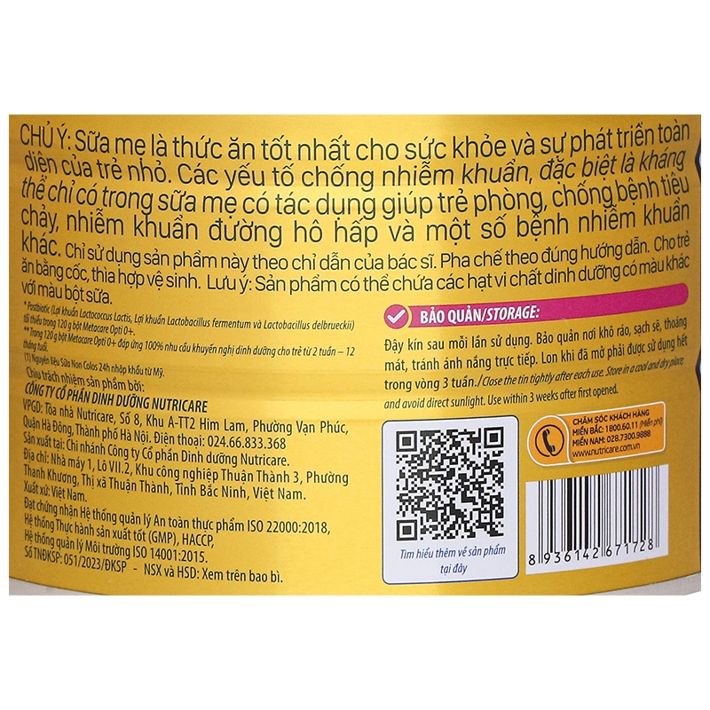 Sữa bột MetaCare Opti 0+ (sữa non) 800g (0 - 12 tháng) 11