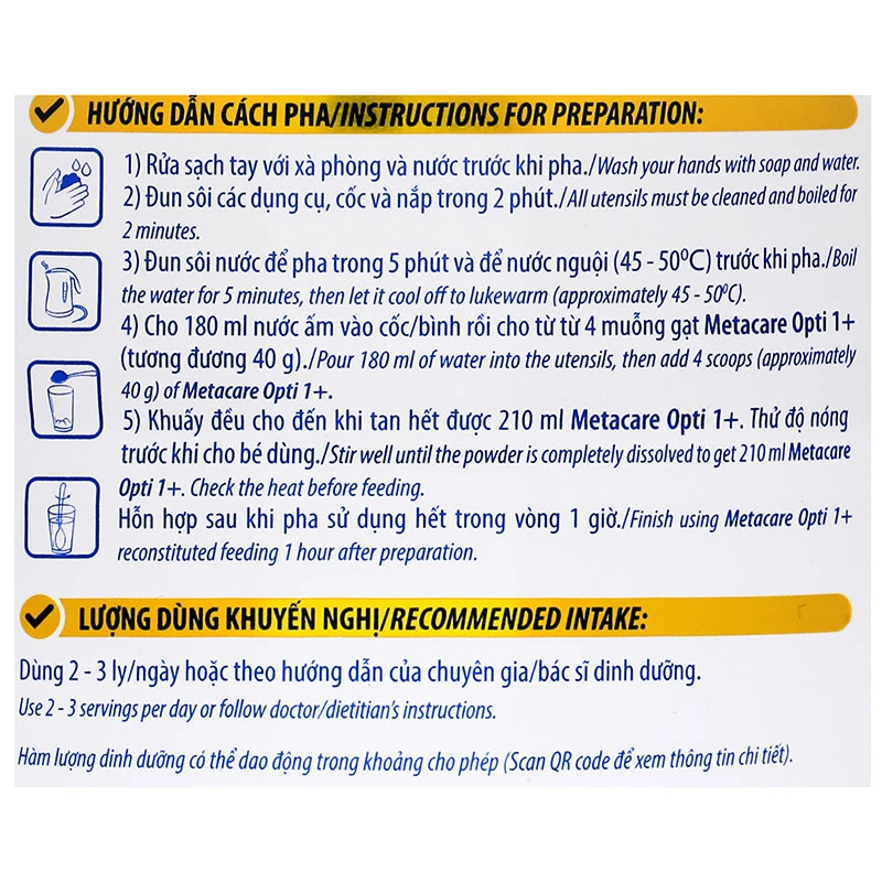 Sữa bột MetaCare Opti 1+ (sữa non) 850g (1 - 2 tuổi) 10