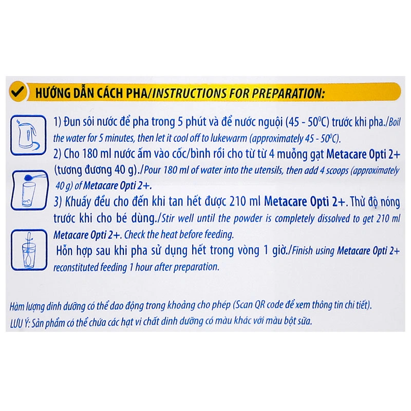 Combo 3 sữa bột MetaCare Opti 2+ (sữa non) 850g (2 - 10 tuổi) 10