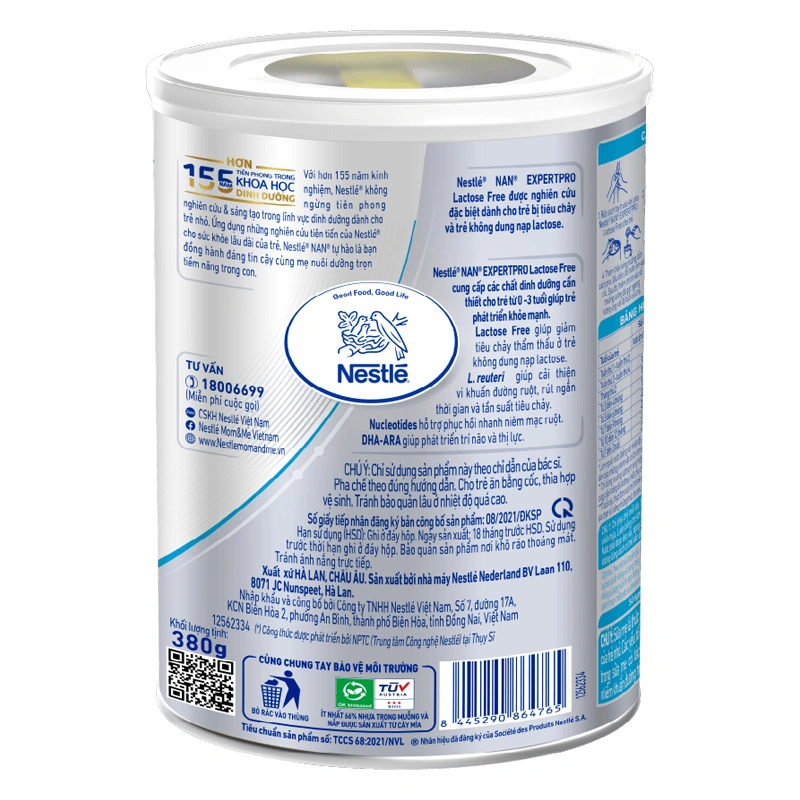 Sữa bột NAN Expert Pro Lactose Free 380g (0 - 3 tuổi) dành cho trẻ không dung nạp đường lactose 3