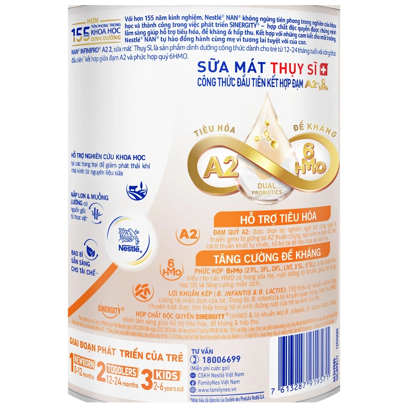 Sữa bột NAN InfiniPro A2 6HMO số 2 (đạm quý A2) 400g (1 - 2 tuổi) 14