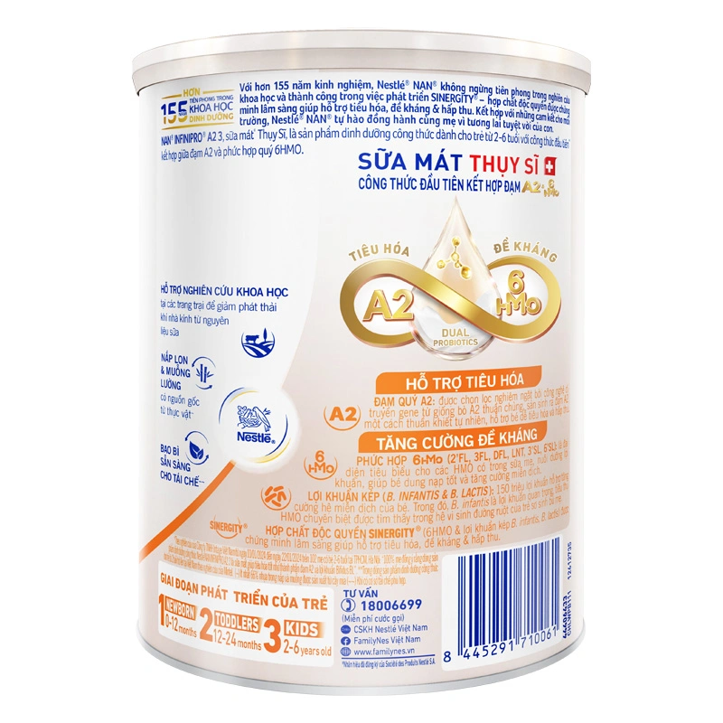 Combo 2 sữa bột NAN InfiniPro A2 6HMO số 3 (đạm quý A2) 800g (2 - 6 tuổi) 10