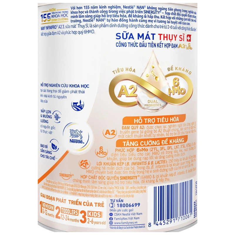 Combo 2 sữa bột NAN InfiniPro A2 6HMO số 3 (đạm quý A2) 800g (2 - 6 tuổi) 14