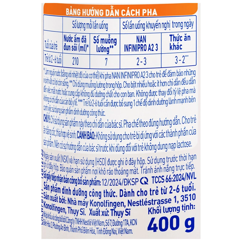 Combo 2 sữa bột NAN InfiniPro A2 6HMO số 3 (đạm quý A2) 800g (2 - 6 tuổi) 17