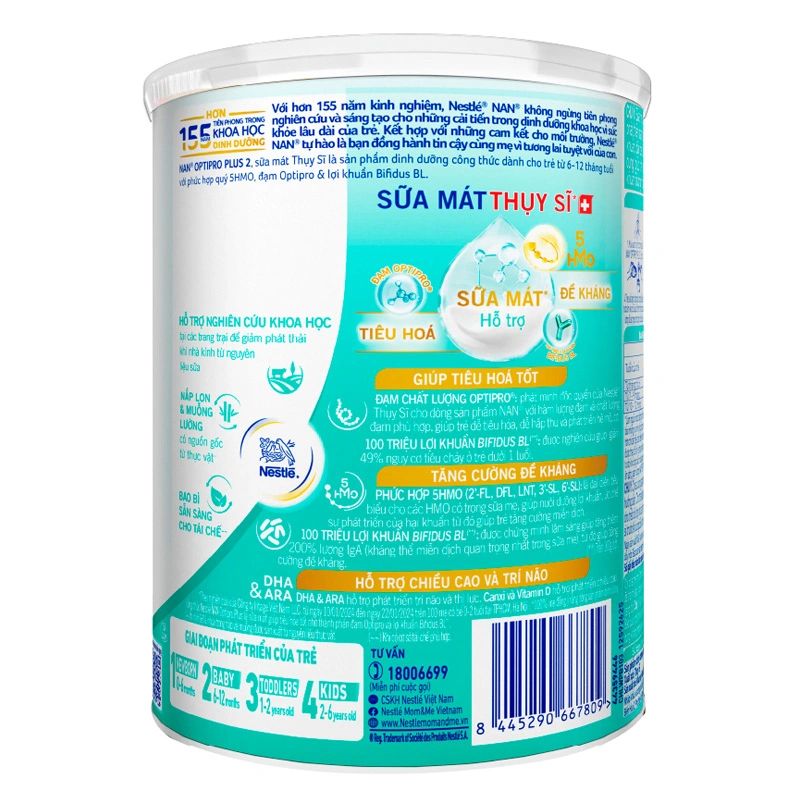 Sữa bột NAN Optipro Plus số 2 800g (6 - 12 tháng) - Giao bao bì ngẫu nhiên 10